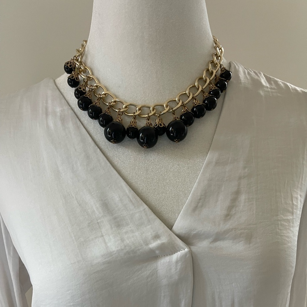 Gold and Black Statement Necklace Y2K